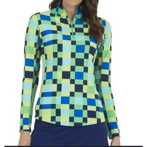 IBKUL Women's Long Sleeve Size Medium Abstract Print Activewear Top